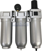 SUPER HEAVY DUTY HIGH FLOW AIR FILTRATION SYSTEM, 2 STAGE PARTICULATE FILTER PLUS OIL REMOVING COALESCING FILTER COMBINATION (3/4" NPT, AUTO DRAIN)