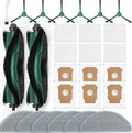 27 Pack Accessories Kit,Compatible with Roomba 104 / Q052 / 105 Vac / 105 Combo Robot Vacuum Cleaner Replacement Parts,2 Rubber Main Brush 6 Filters 6 Side Brushes 6 Vacuum Bags 6 Mop Pads