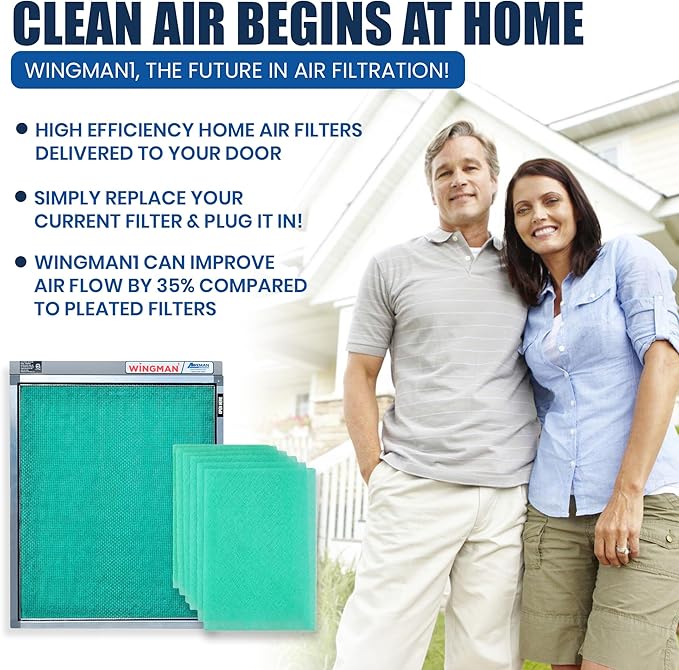 18x24x1 Polarized Media Electronic Air Filter - High Air Flow - Homeowner Installed - 1-Yr Supply of Replacement Pads - Simply Replace Your Current AC/Furnace Air Filter and PLUG IT IN!