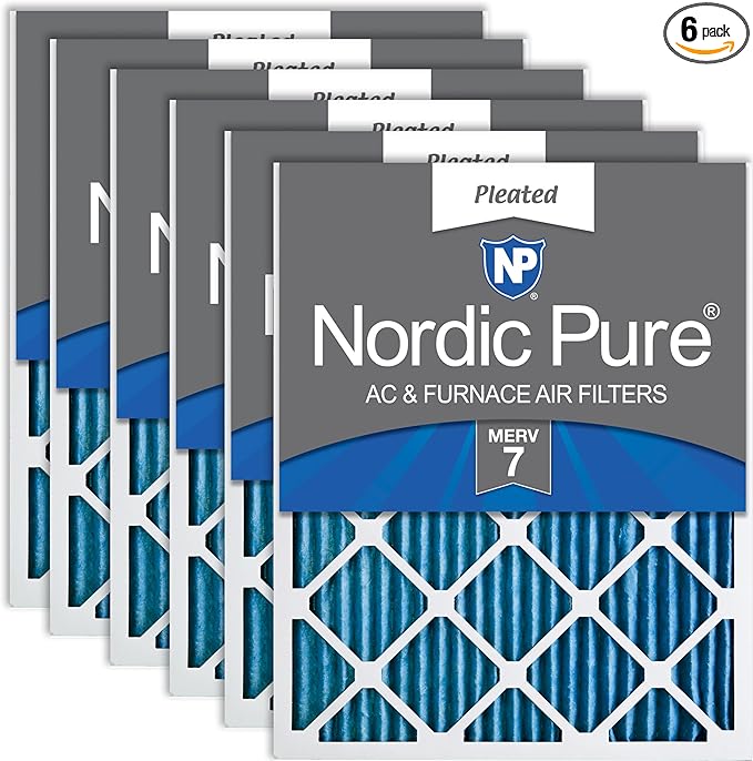 Nordic Pure 20x25x1 (Actual Size: 19 1/2 x 24 1/2 x 3/4) Pleated MERV 7 Air Filters 6 Pack