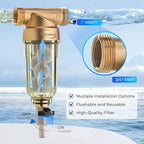 iSpring WSP-100SL Reusable Whole House Spin Down Sediment Water Filter, Siliphos Helps Prevent Scale and Corrosion, 1" MNPT + 3/4" FNPT, 100 Micron