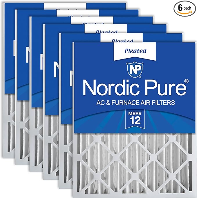 Nordic Pure 16x20x4 (Actual Size: 15 1/2 x 19 1/2 x 3 5/8) Pleated MERV 12 Air Filters 6 Pack