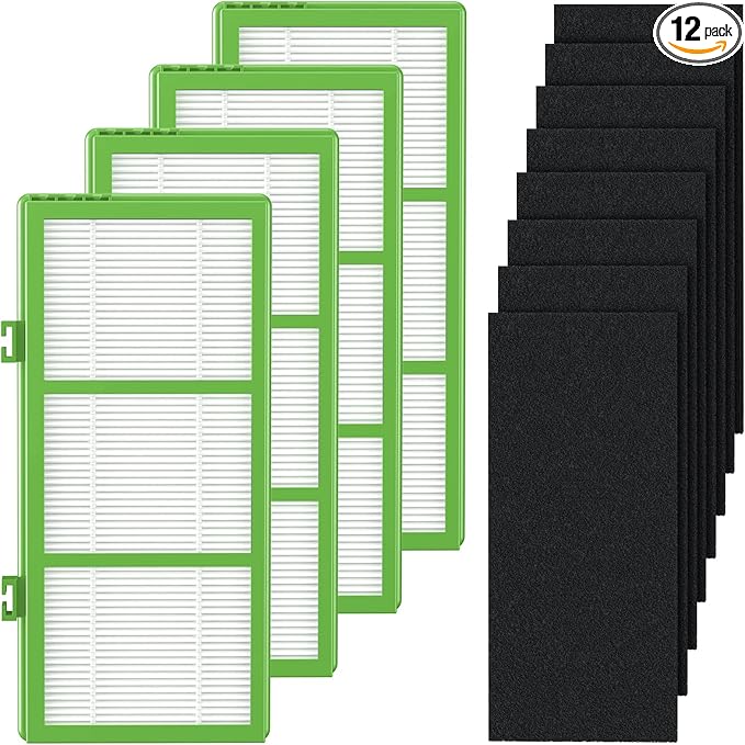 HAPF300AHD-U4R True HEPA Filters Replacement for Holmes AER1 Air Purifier, Parts # HAPF300AH-U4R, HAP242-NUC, 4 True HEPA + 8 Pre Filter