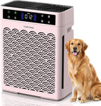 Air Purifiers for Home, Large Room up to 3000 Ft², HEPA Air Purifier for Home Pets with Filter, Air Quality Sensor, Timer, Air Cleaner for Bedroom, Dorm Room, Pet Hair, Office - Pink
