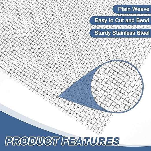 uxcell 14 Mesh 118" x 10" Woven Wire Mesh, 316 Stainless Steel Air Vent Filter Screen, Window Screen Mesh for DIY Projects Vents Cover Filtration Animals Fence