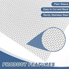 uxcell 12 Mesh 118" x 12" Woven Wire Mesh, 304 Stainless Steel Air Vent Filter Screen, Window Screen Mesh for DIY Projects Vents Cover Filtration Animals Fence