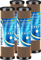 ICEPURE 1 Micron 2.5" x 10" Whole House Water Filter Coconut Shell Activated CTO Carbon and KDF Cartridge for Home, Compatible with WFPFC8002, WFPFC9001, FXWTC, SCWH-5, WHEF-WHWC, AMZN-SCWH-5, 4PACK
