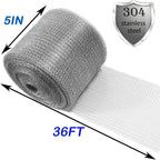 Wire Mesh for Mice Control 5 in X 36Ft,Hole Fill Fabric, Weep Holes Covers, Upgraded Stainless Steel Wire Mesh Roll, Flexible Stretchy Meshs Fabric for Garden House and DIY, Rodent Barrier
