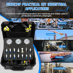 SINOCMP Hydraulic Pressure 3 Gauges(25/40/60MPa) Test Kit with 4 Test Hoses & 14 Straight Connectors & 19 Tee Connectors for Construction Machinery Excavator(Black)