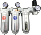1" NPT SUPER DUTY Industrial Grade 4 Stages Filter Coalescing Desiccant Dryer Regulator System For Compressed Air Lines, Metal Bowls, Great For Paint Spray And Plasma Cutter (MANUAL DRAIN)