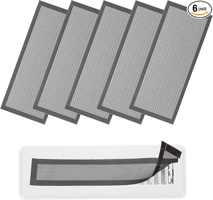 YOKIVE 6 Pcs Magnetic Floor Vent Covers, Floor Register Cover PVC Mesh Air Vent Screen Filters, Great for Home Floor, Wall, Ceiling, Catch Debris Hair Dust (Black, 10-Inch x 5-Inch)