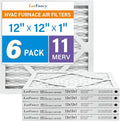 LotFancy 12x12x1 Air Filter MERV 11 6-Pack, Electrostatic Pleated AC Furnace Air Filter, Captures Dust, Smog & Pet Dander, Actual Size: 11.75"x11.75"x0.75"