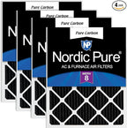 Nordic Pure 18x18x1 (Actual Size: 17 3/4 x 17 3/4 x 3/4) Pure Carbon Pleated Odor Reduction Furnace Air Filters 4 Pack