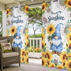 Summer Outdoor Curtains for Patio Sunflowers Gnome Eucalyptus Leaves Waterproof Outside Curtains with Grommet Top Weatherproof Curtain for Cabana Pergola Gazebo, 2 Pack, 54" W x 108" L