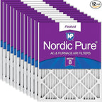 Nordic Pure 18x24x1 (Actual Size: 17 1/2 x 23 1/2 x 3/4) Pleated MERV 8 Air Filters 12 Pack