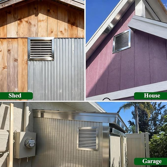 Heat Dissipation Louvered Vent Wall Gable Vents 304 Stainless Steel, Weather-Resistant Air Grille for Shed Barn Generator Box(30x35in/75x90cm)