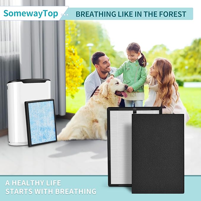 [3 Pieces] 8L HEPA Replacement Filter Set Compatible with Okaysou Airmax 8L Air Purifier Filters, 3-Stage Airmax 8L Filter, H13 True HEAP and Blue Ultra-Filter Carbon Pre-filter Air Cleaner for Home