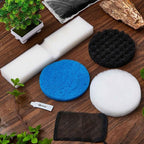 17 Pcs Filter Media Replacement Set Compatible with Fluval Fx4 Fx5 Fx6, Including Quick Clear/Fine Filter Water Polishing Pads, Foam, Foam Block, Activated Carbon, Silicone Lube, Mesh Bags