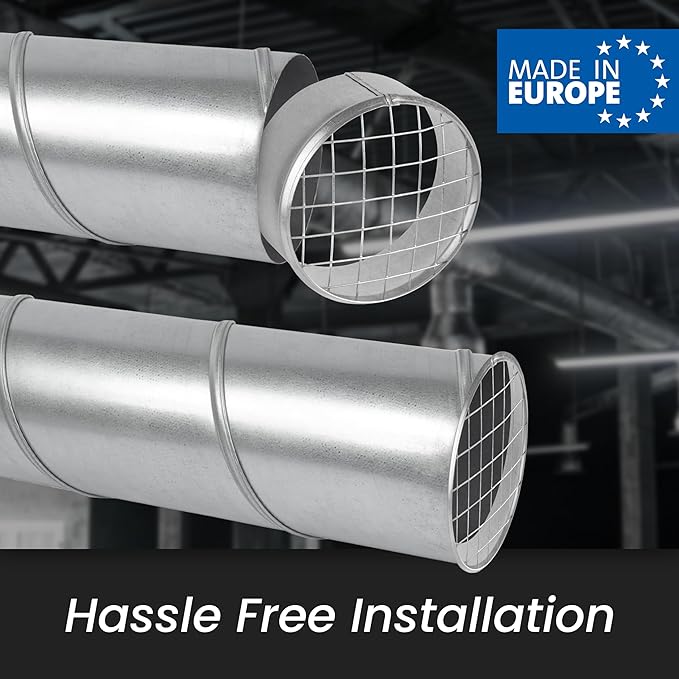 Repa Market Ø12 Inch Duct Cover – Galvanized Steel Round Duct Cap with Mesh Screen – HVAC Exhaust or Intake Vent – Exterior Pipe Air Outlet – Spiral Ventilation Ducting Metal End Plug