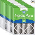 Nordic Pure 20x25x2 (Actual Size: 19 1/2 x 24 1/2 x 1 3/4) Pleated MERV 13 Air Filters 12 Pack