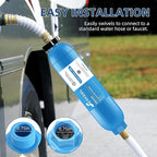 RV Water Filter, NSF Certified Camper Water Filter For RV Garden, Camping Must Haves For Reduces Chlorine, Bad Taste, Odor, Inline Hose Filter with 1 Flexible Hose Protectors, Pack of 2