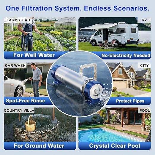 Under Sink Water Filter System Reduces 99% of Contaminants>0.01μm, 4.4GPM/26K Gal, Stainless Steel Ultra-Filtration Water Filter for Sink with 3-5 Year Service Life for Well & City Water- UF2