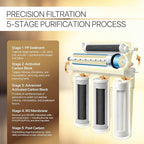 Reverse Osmosis Water Filter Replacement Set, 5-Stage Cartridges. 50 GPD