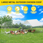 9.8X19.7x6.6FT, Large Walk in Chicken Run Pen Cage, Metal Coop Clearance with Double Door, Chicken Runs for Yard with Cover, Outdoor Cages for Chickens and Range Poultry, Large Chicken Coops