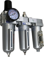 3 Stage, Heavy Duty Industrial Grade Filter Regulator Coalescing Desiccant Dryer System For Compressed Air Lines, Metal Bowls, Great For Paint Spray And Plasma Cutter (3/4" Npt, Manual Drain)