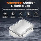 QILIPSU Waterproof Junction Box IP67 Outdoor Plastic Electrical Project Enclosure Weatherproof with Mounting Plate, Wall Brackets, Hinged Clear Cover 16.1"x12.2"x7.1" CC