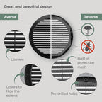 Vent Systems 8" Inch (Opening Dimensions) - Pack of 100 - Black Soffit Vent Cover - Plastic Round Air Vent Grille - Built-in Mesh Screen - HVAC Register Louver for Bathroom, Home, Kitchen