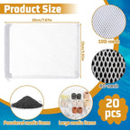 Grevosea 20 Pcs Aquarium Filter Media Bags, Fish Tank Coarse Mesh Bags 5.91 x 7.87 Inch Nylon Mesh Bag with Zipper for Activated Carbon Ceramic Rings Bio Balls Black & White
