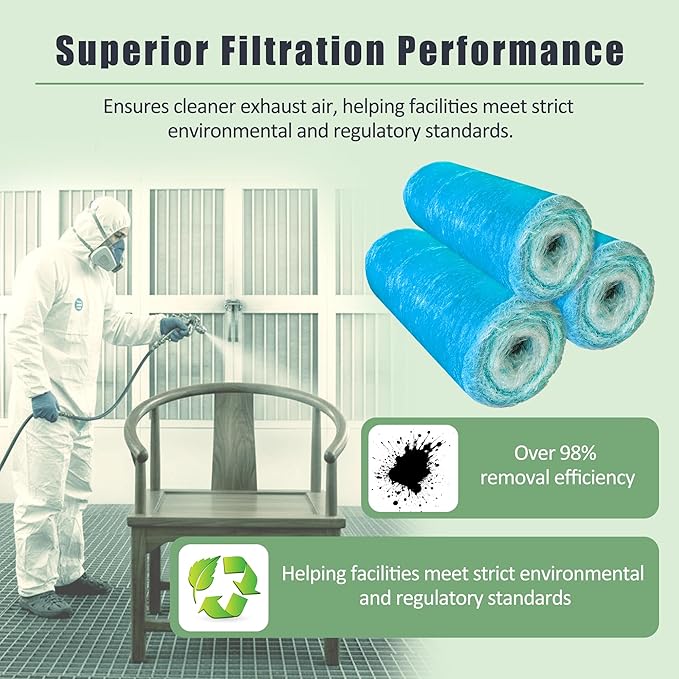 Fiberglass Paint Booth Filter Roll for Spray Booth 18-Gram Blue 200ft (60" x 200ft)
