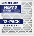 Filter King 23.5x23.5x1 Air Filter | 12-PACK | MERV 8 HVAC Pleated A/C Furnace Filters | MADE IN USA | Actual Size: 23.5 x 23.5 x .75"