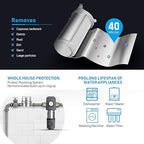 Frizzlife 40 & 100 Micron Spin Down Sediment Water Filter with Pressure Display and Built-in Scraper, Reusable and Flushable Whole House Pre-Filtration System, 1" + 3/4" NPT, BPA Free, JG40-100
