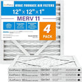 LotFancy 12x12x1 Air Filter MERV 11 4-Pack, Electrostatic Pleated AC Furnace Air Filter, Captures Dust, Smog & Pet Dander, Actual Size: 11.75"x11.75"x0.75"