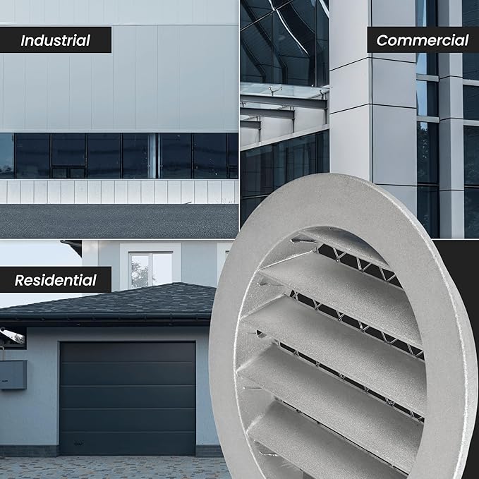 Repa Market 4" Inch Aluminum Black Soffit Air Vent Cover - Louvered Round Gable Vent with Mesh Screen - Exhaust/Intake Ventilation Grill for House, Bathroom - Indoor/Outdoor Metal Duct Grate