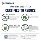 Pentair OMNIFIlter OT32 Water Filtration System, 10" Premium Dual-Stage Undersink Filter System, NSF Certified to Reduce PFOA/PFOS, Includes Dual Housings, RS14 and CB3 Cartridges and All Hardware