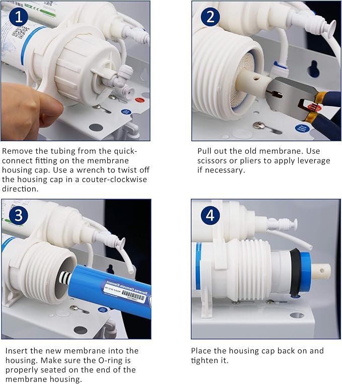 Membrane Solutions 400 GPD RO Membrane, Reverse Osmosis Membrane, RO Membrane Replacement, Reverse Osmosis Filter Replacement for Under Sink Home Drinking RO Water Purifier System (2 PACK)