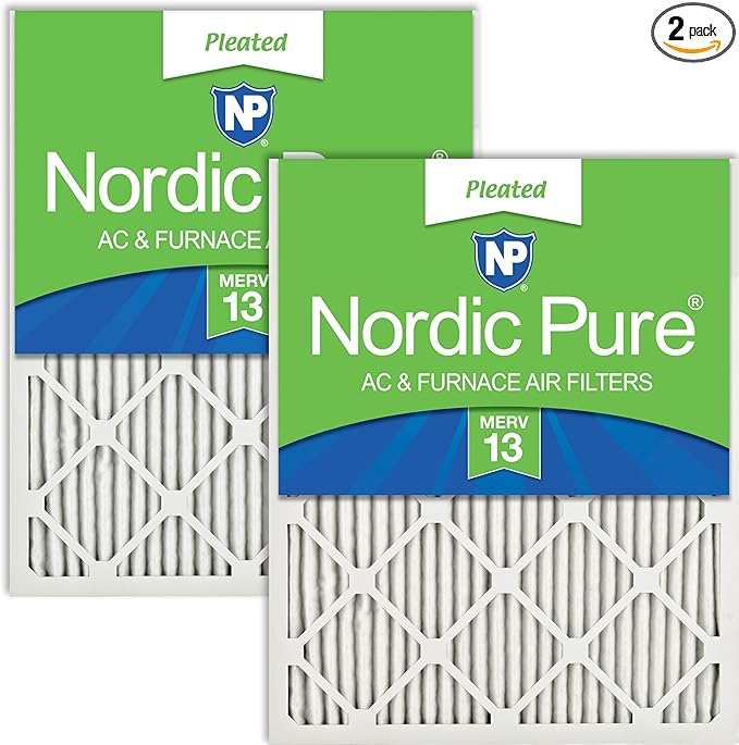 Nordic Pure 20x30x1 (Actual Size: 19 5/8 x 29 5/8 x 3/4) Pleated MERV 13 Air Filters 2 Pack