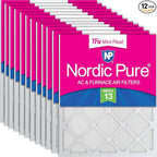 Nordic Pure 16x20x1 (Actual Size: 15 1/2 x 19 1/2 x 3/4) Tru Mini Pleat MERV 13 AC Furnace Air Filters – 2.5X More Media for Longer-Lasting, High-Efficiency Filtration - 12 Pack