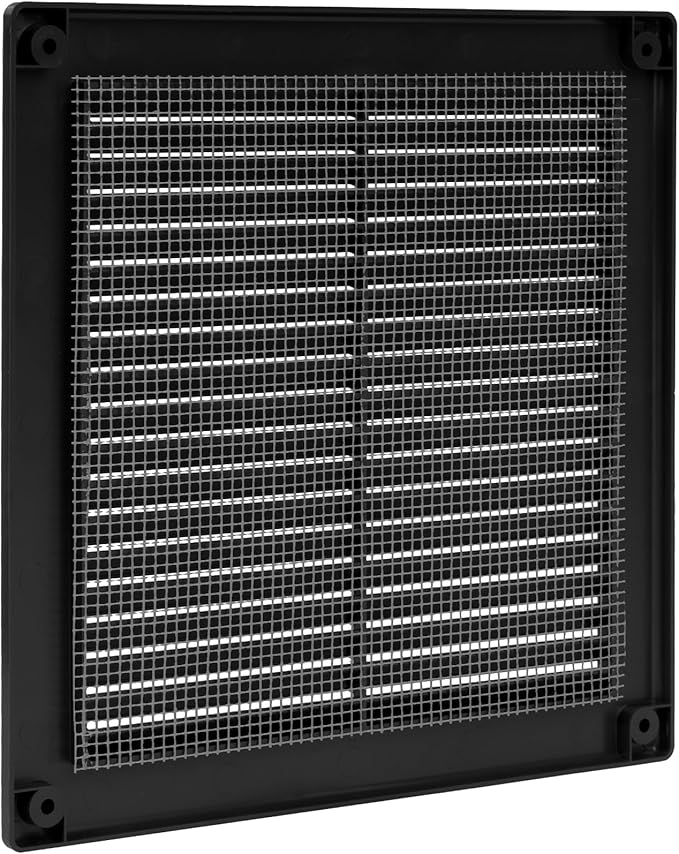 Vent Systems 6" x 6" Inch (Opening Dimensions) - Pack of 50 - Plastic Black Soffit Vent Cover - Flat Square Air Vent Grille - Air Vent Deflector - HVAC 8" x 8" Inch (Overall Dimensions)
