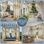 Summer Gnome Outdoor Curtains for Patio Gnome Lemon Leaf Vintage Waterproof Outside Curtains with Grommet Top Weatherproof Curtain for Cabana Pergola Gazebo, 1 Panel, 54" W x 108" L