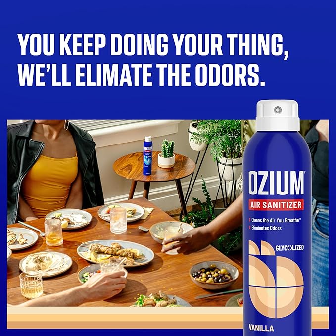 Ozium A807035-3 8 Oz. Air Sanitizer & Odor Eliminator for Homes, Cars, Offices and More, Vanilla Scent - 3 Pack