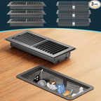 Floor Register 4 x 10 Inch, HG Power 3 Pack Heavy Duty Floor Vent Covers for Home with Screen Net, Adjust Metal Rust Proof Finish Air Vent for Kitchen, Heat, Office