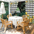 Sunflowers Outdoor Curtains for Patio Summer Floral Eucalyptus Leaf Buffalo Check Waterproof Outside Curtains with Grommet Top Weatherproof Curtain for Cabana Pergola Gazebo, 1 Panel, 54" W x 108" L