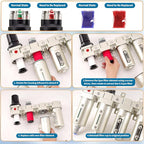 1/2" NPT Industrial Grade 4 Stage Air Compressor Drying System, 0-240 PSI, Particulate & Coalescing Filters, Auto Drain Air Compressor Water Separator System Filter Oil for Paint Spray＆ Plasma Cutter