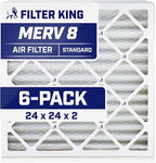 Filter King 24x24x2 Air Filter | 6-PACK | MERV 8 HVAC Pleated A/C Furnace Filters | MADE IN USA | Actual Size: 23.75 x 23.75 x 1.75"