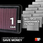 K&N High-Flow Original Lifetime Engine Air Filter: Increase Power: Washable: Compatible with 2017-2025 HYUNDIA/KIA: Elantra, I30, Kona, Veloster, Cerato, Forte, ProCeed, Seltos, Soul, Xceed, 33-5050