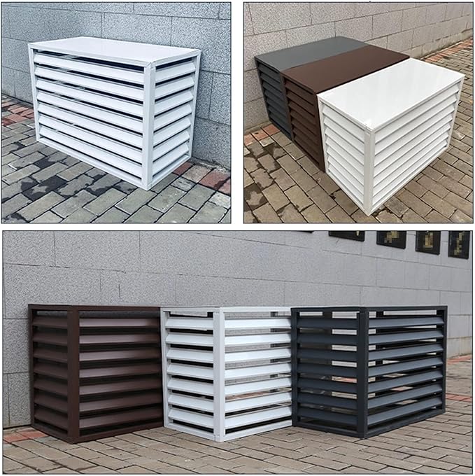 Aluminum Air Conditioner Cover Exterior Air Conditioning Unit Cover Air Conditioner Fence Screen Privacy Fence Trash Can Enclosure Outdoor Condenser Protective (Gray 100x50x70cm)
